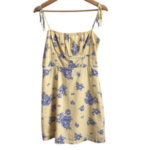 Forever 21 Womens Babydoll Dress M Coquette Y2K Cottagecore Floral Linen Blend